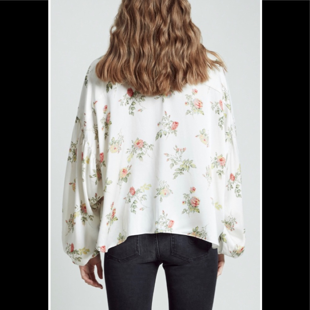 R13 floral-print silk blouse. color Ecru. Size XS. - Picture 4 of 13